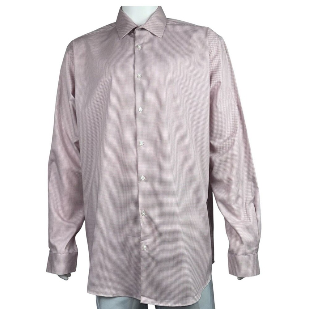 Van Heusen Tall Fit Shirt Mens 17 1/2 37/38 Large - XL Pink Comfort Performance